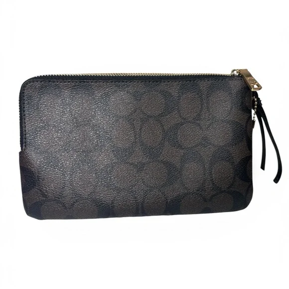 Coach Brown Signature Monogram Shoulder Bag with Large Corner Zip Wristlet - Picture 10 of 14